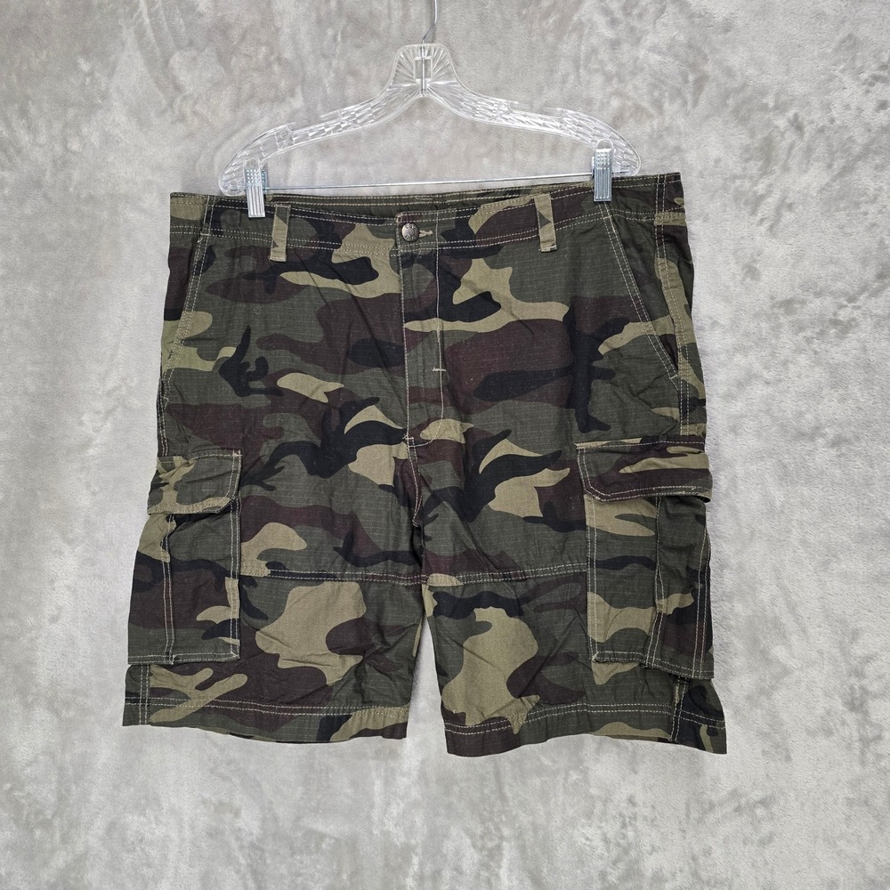 CSG Camo Cargo Shorts Mens 42 Green Ripstop Cotton Multi Pocket Tactical Utility